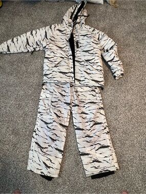 South Play Snow Camo Ski/Snowboard Jacket Camo Hooded w/ Pants Mens Large